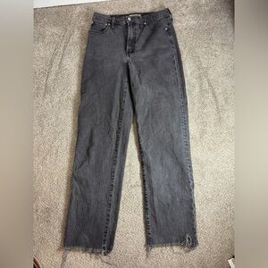 Madewell Jeans Womens 27 Tall Perfect Vintage Straight High Rise Raw Hem Black